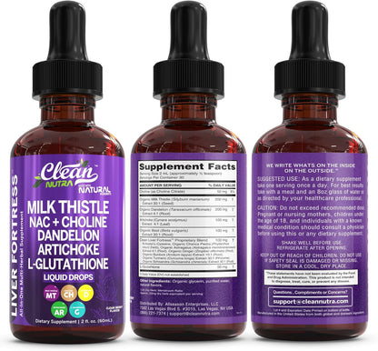 Clean Nutraceuticals NAC Milk Thistle Liver Support Liquid Drops Blend
