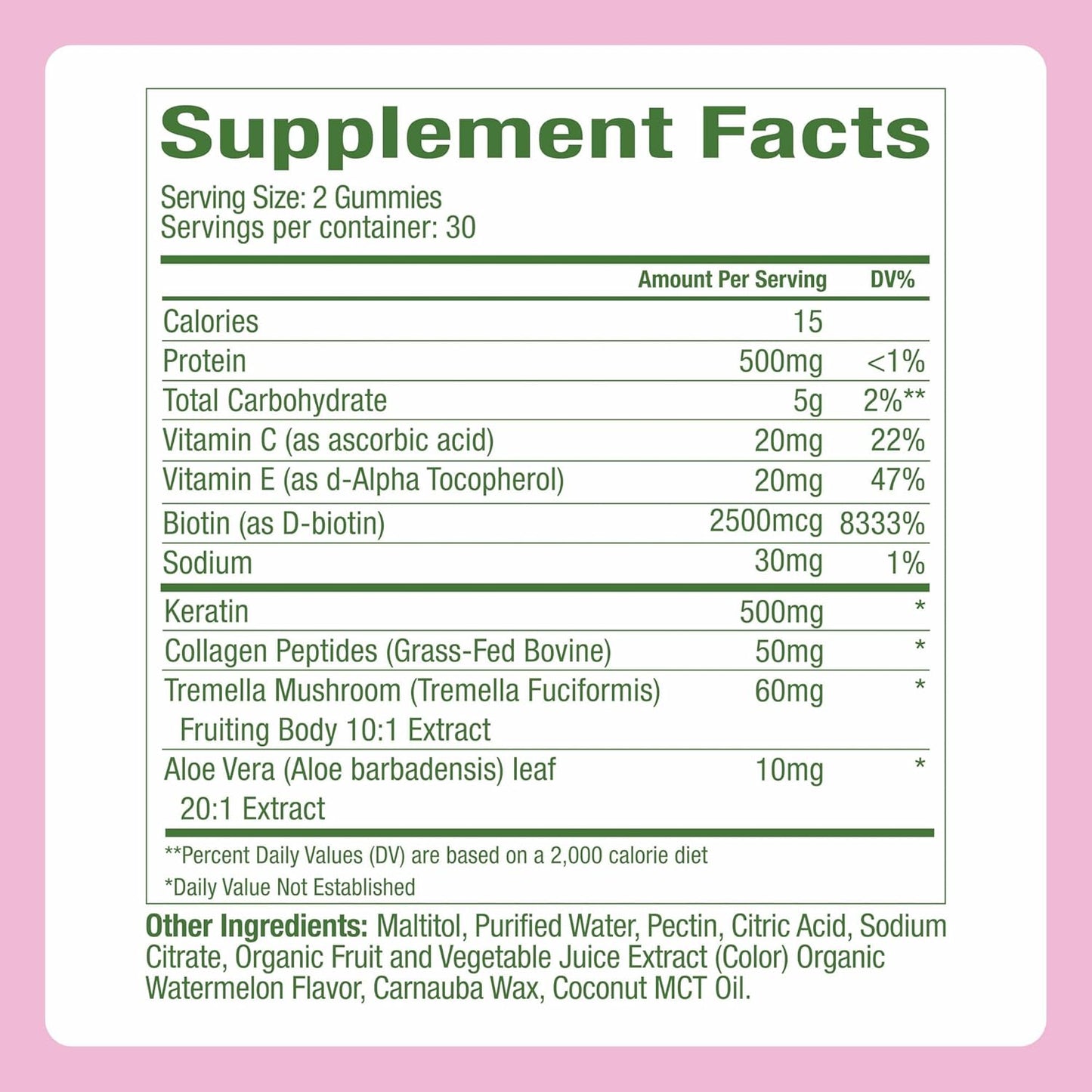 Plant People WonderBeauty Hair Skin & Nails Gummies with Tremella Mushroom, Collagen & Biotin 60 Gummies