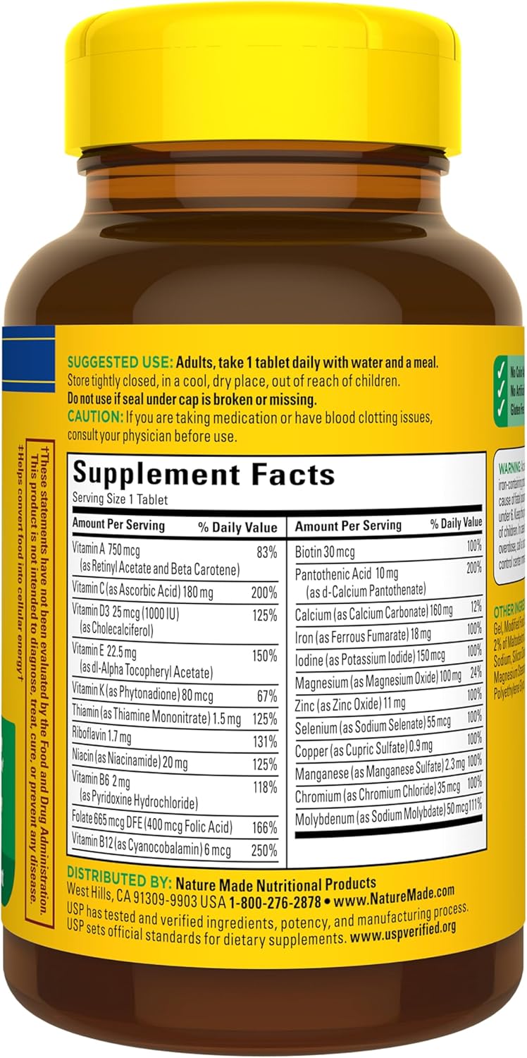 Nature Made Multivitamin Tablets with Iron 130 Day Supply 130 Count