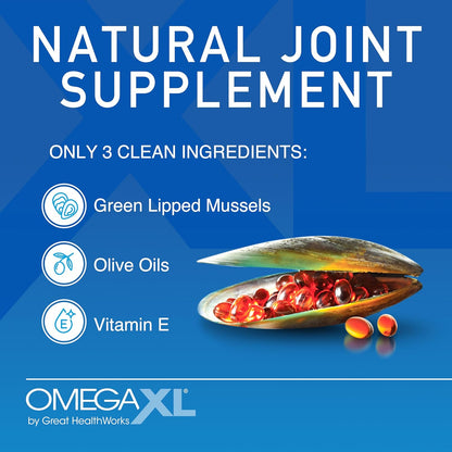 OmegaXL Joint Support Supplement with Green Lipped Mussel Oil 60 Softgels