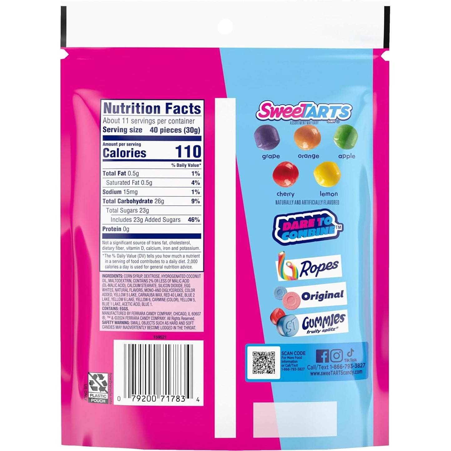 SweeTARTS Mini Chewy Candy Mixed Fruit Flavors 12 oz Bag