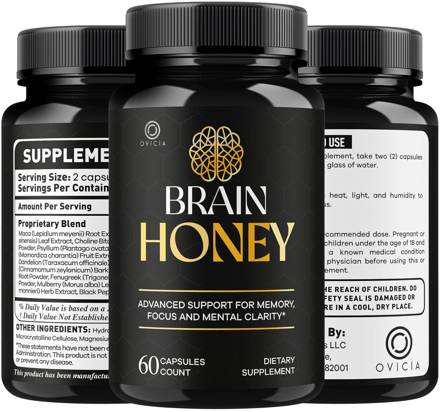 Brain Honey Capsules – Dietary Supplement for Daily Wellness, 180 Count (3pack)