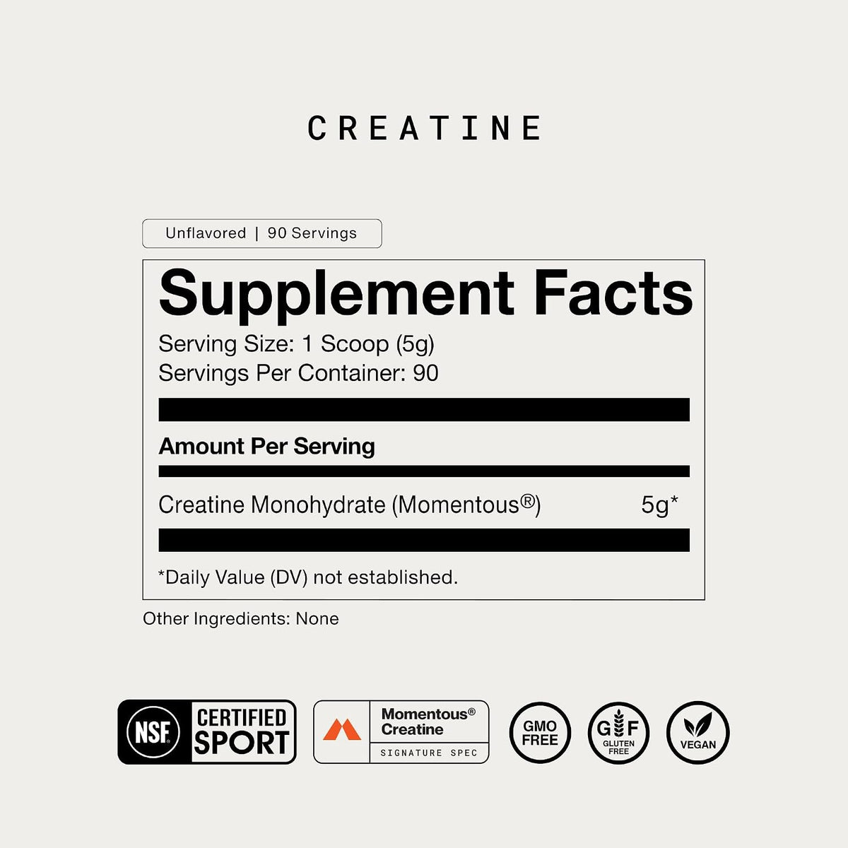 Momentous Creatine Monohydrate Powder 90 Servings