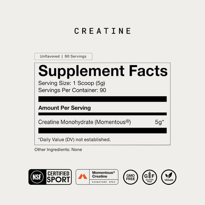 Momentous Creatine Monohydrate Powder 90 Servings