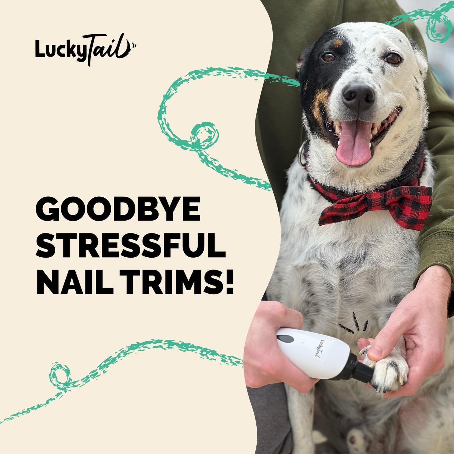 LuckyTail Pet Nail Grinder – USB Rechargeable Dog & Cat Nail Trimmer with LED Lights, 2 Speeds