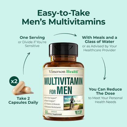 Men’s Methylated Multivitamin Chelated Minerals Energy Focus 60 Capsules