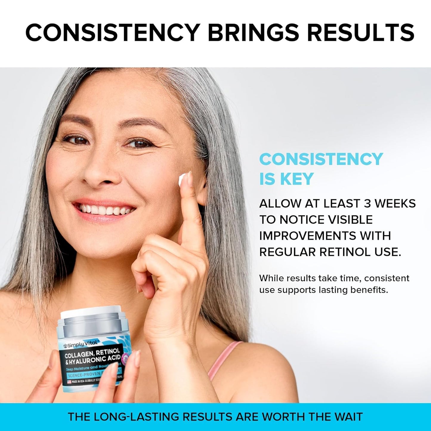 Face Moisturizer Retinol Collagen Hyaluronic Acid Cream 1.7 fl oz