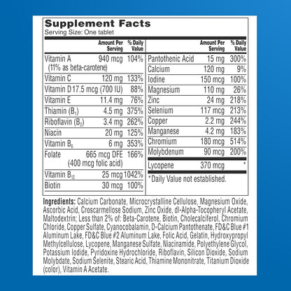 One A Day Men’s 50+ Multivitamin Vitamins A C D Calcium 200 Tablets