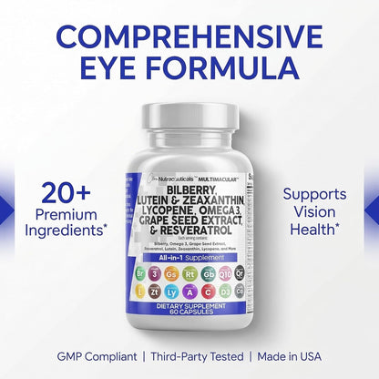 Clean Nutra Eye Vitamins Bilberry Lutein Zeaxanthin Antioxidant Blend
