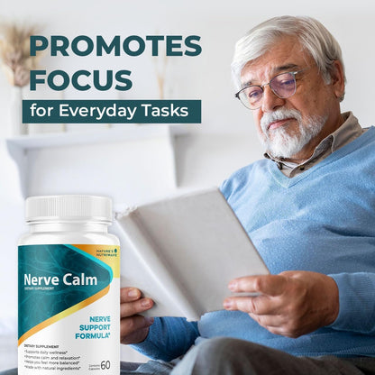NerveCalm – Natural Calm Supplement | Herbal Blend with Passion Flower, Prickly Pear & California Poppy | Vegan Capsules, Non-GMO, 1 Month Supply | Made in USA