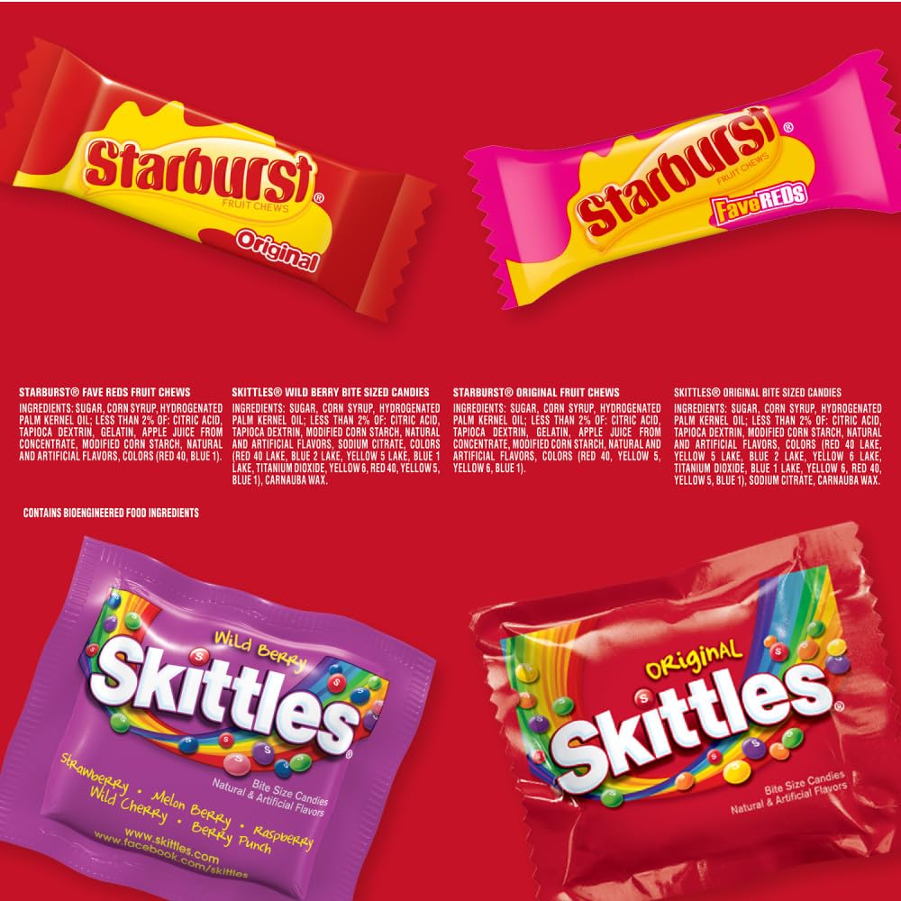 SKITTLES & STARBURST Fun Size Assorted Chewy Candy Variety 32.28 oz Bulk Bag