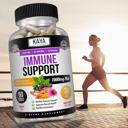 Kaya Naturals Elderberry Capsules Zinc Vitamin C Probiotics Turmeric 60 Count