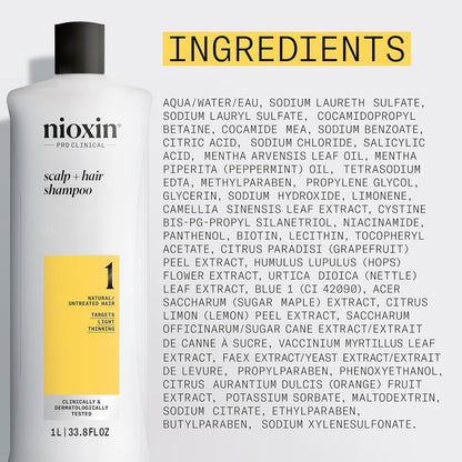 Nioxin Scalp and Hair Thickening System 1 Shampoo with Biotin 33.8 fl oz