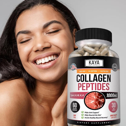 Kaya Naturals Multi Collagen Peptides Capsules Types I II III V X 60 Count