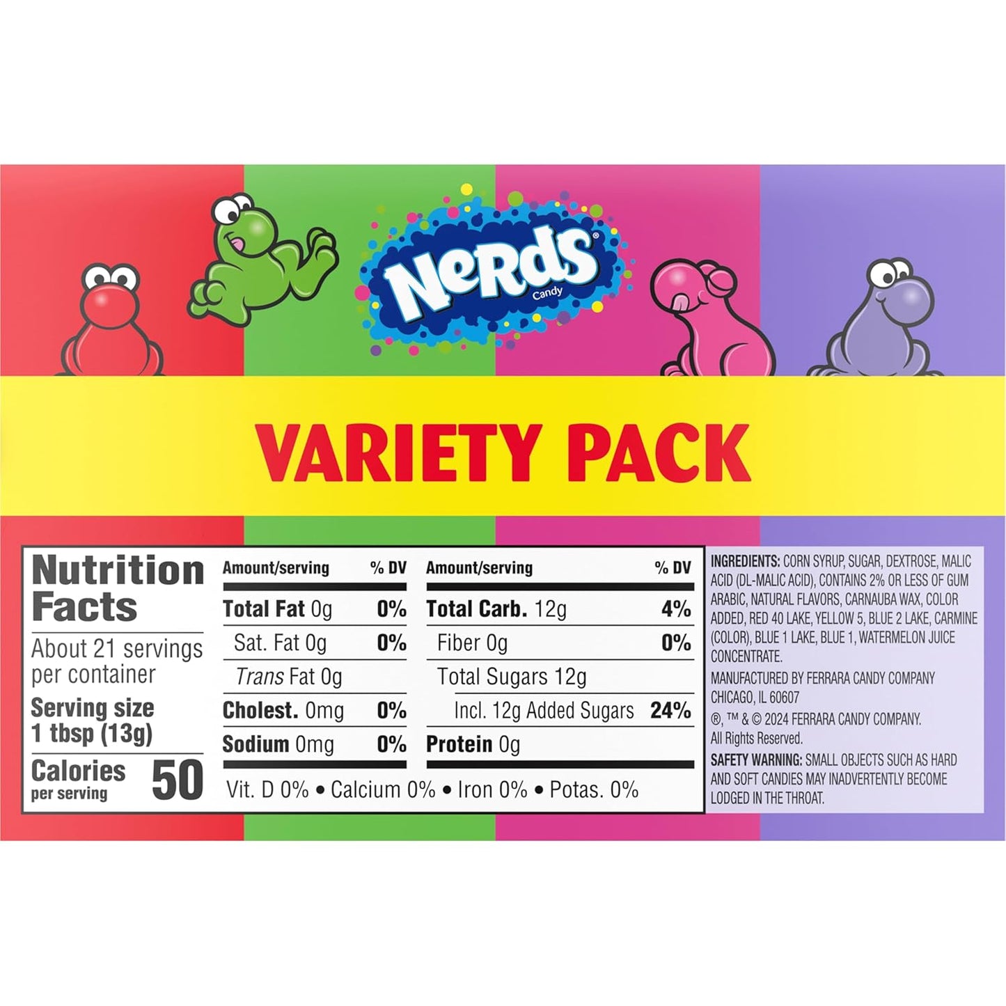 NERDS Dual Variety Pack Crunchy Fruity Candy Grape Strawberry Watermelon Cherry 9.9 oz 6 Pack