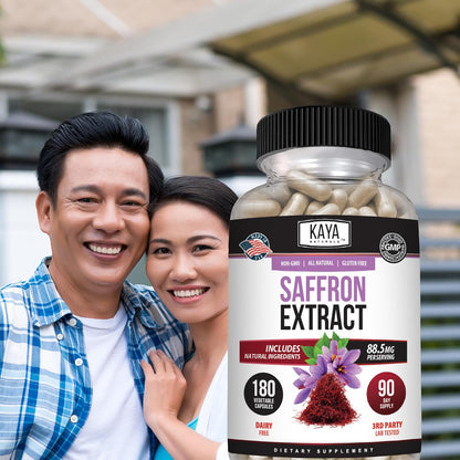 Kaya Naturals Saffron Supplement 100% Pure Extract Non-GMO Gluten-Free 180 Capsules