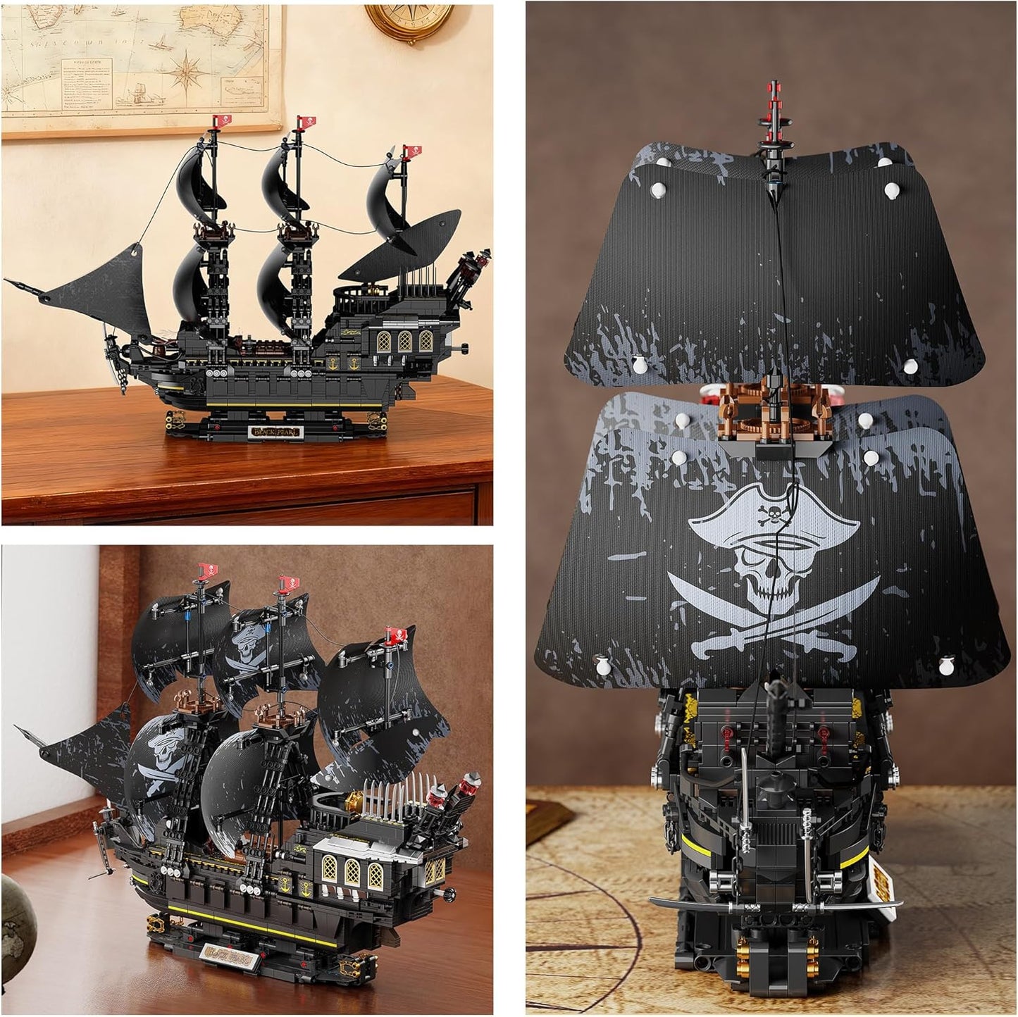 Pirate Ship Building Sets with Lights,MOC Black Pearl Ships Building Blocks for Adults,Pirate Boat Building Toys,Collectible for Home Decor,Valentine Day Birthday Gift for Boys 8-14(2288Pcs)