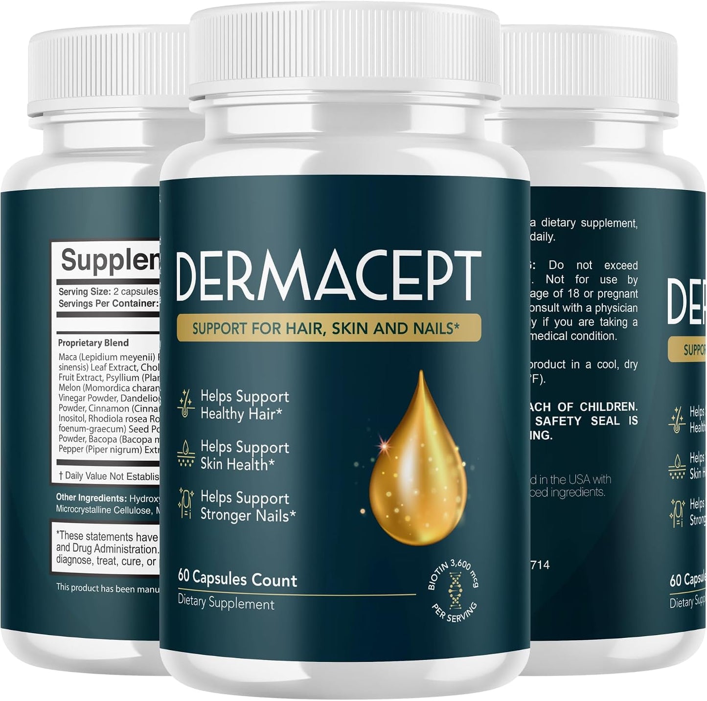 Valdivia Dermacept Supplement Capsules with Natural Vitamins 120 Capsules (2 Pack)