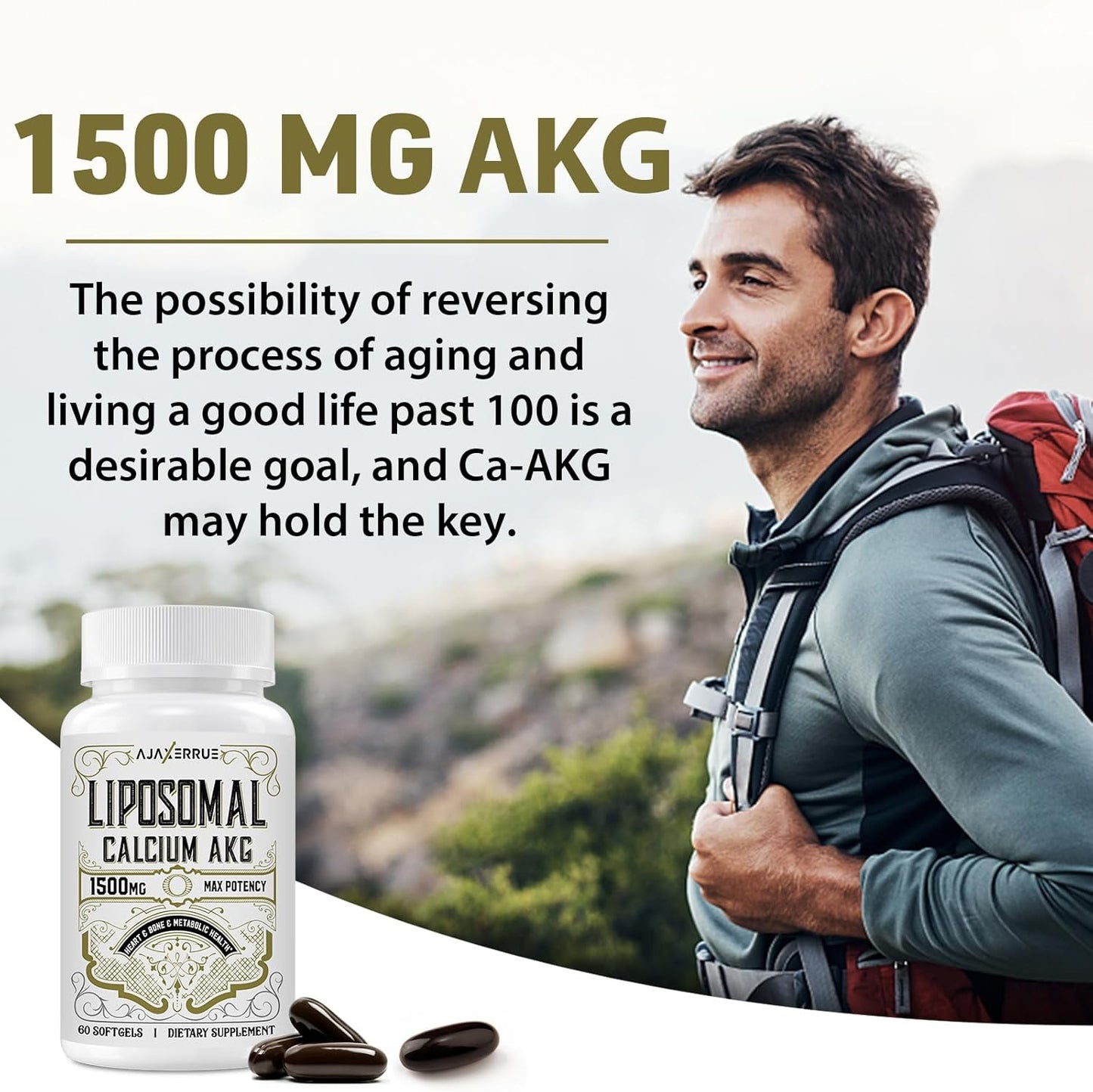 Liposomal Calcium AKG Alpha Ketoglutaric Acid 1500 mg Softgels 60 Count