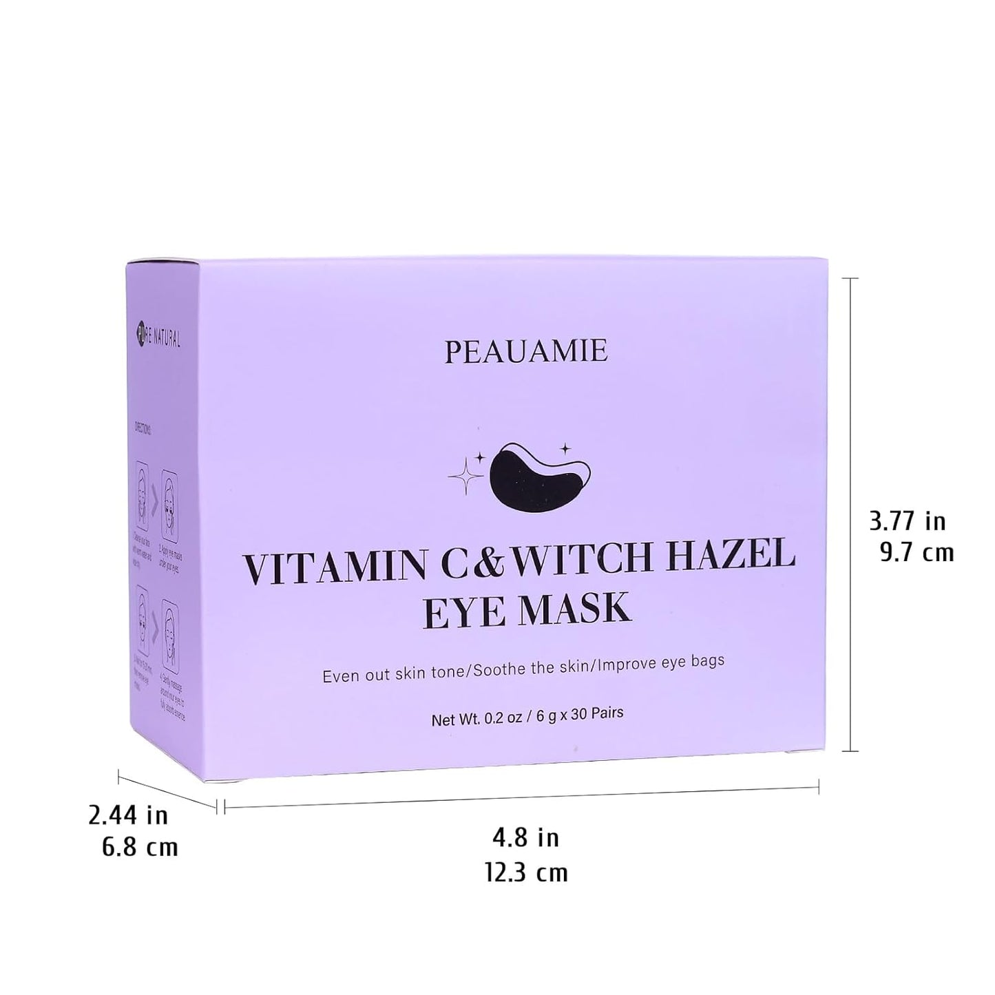 PEAUAMIE Under Eye Patches with Vitamin C & Witch Hazel 30 Pairs