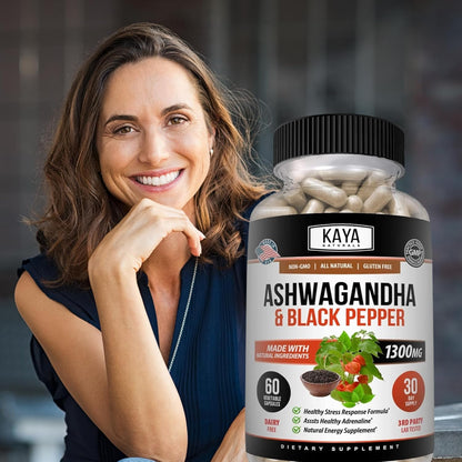 Kaya Naturals Ashwagandha Extra Strength Capsules Stress Mood Focus Energy 60 Count