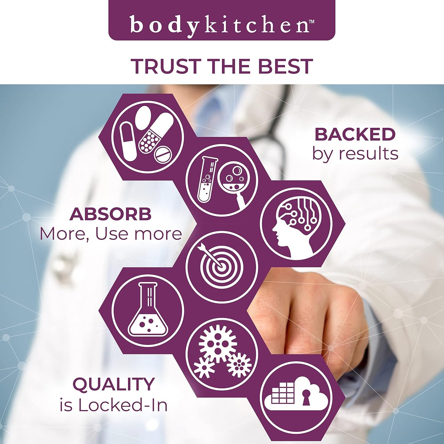 Body Kitchen Pro Elastin Peptides 1000 mg Marine-Derived Supplement 60 Capsules