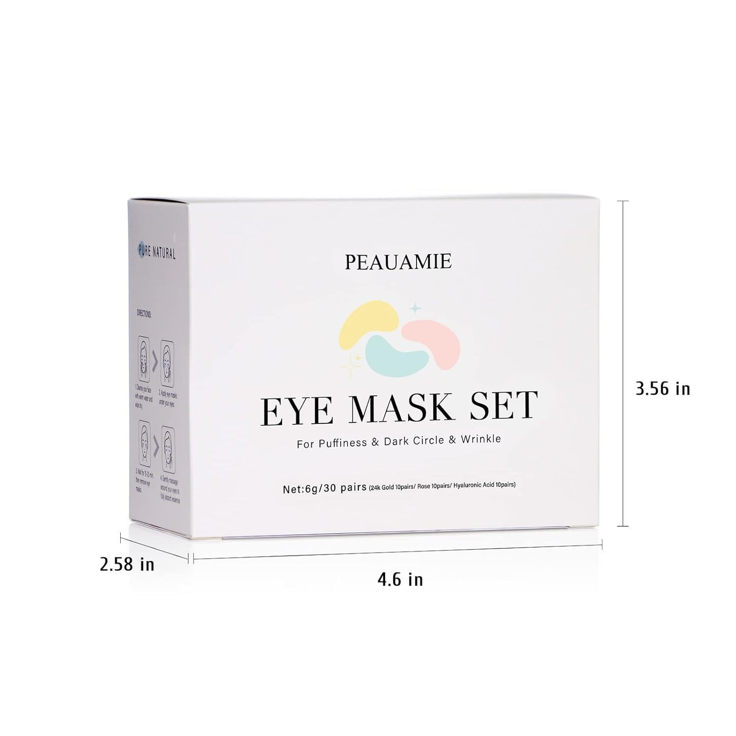 PEAUAMIE Gold & Rose Under Eye Patches with Hyaluronic Acid 30 Pairs