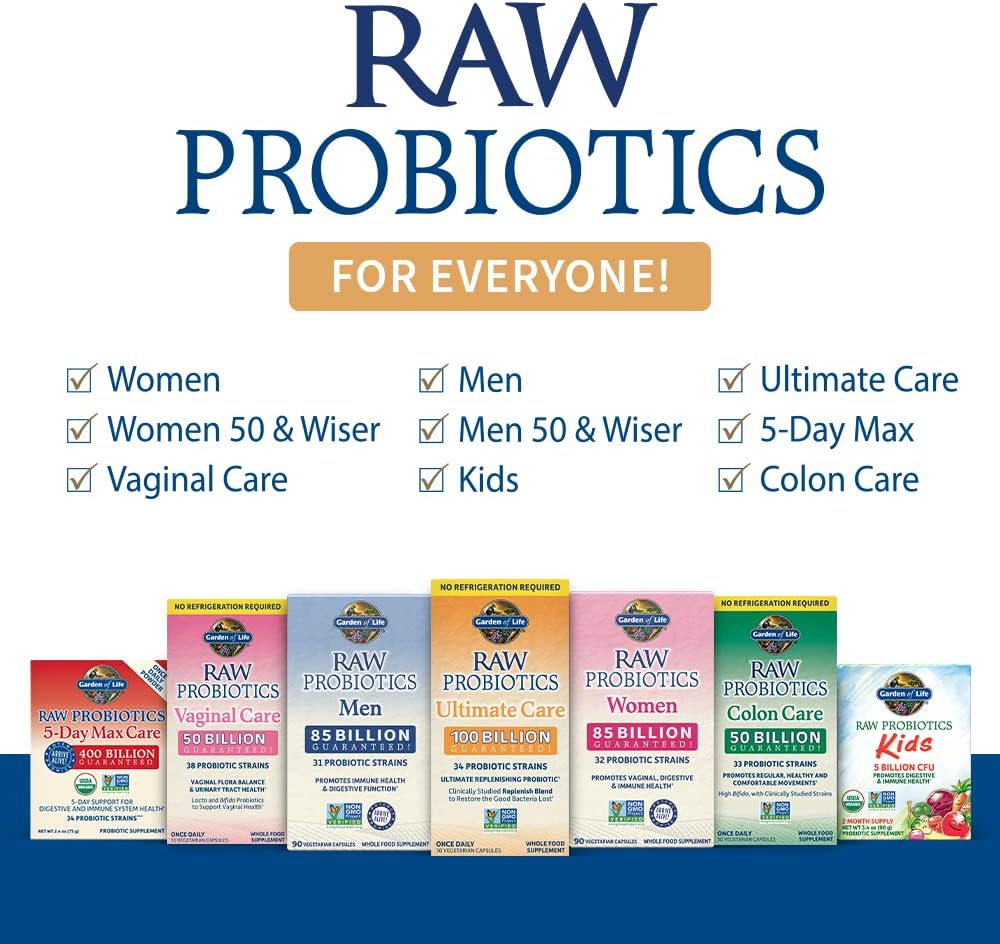 Garden of Life Raw Probiotics Vaginal Care 50 Billion CFU 38 Strains Vegetarian Capsules 30 Count