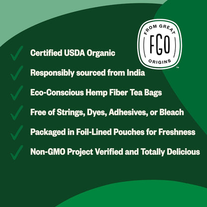 FGO Organic Moringa Tea Bags Caffeine Free 100 Count