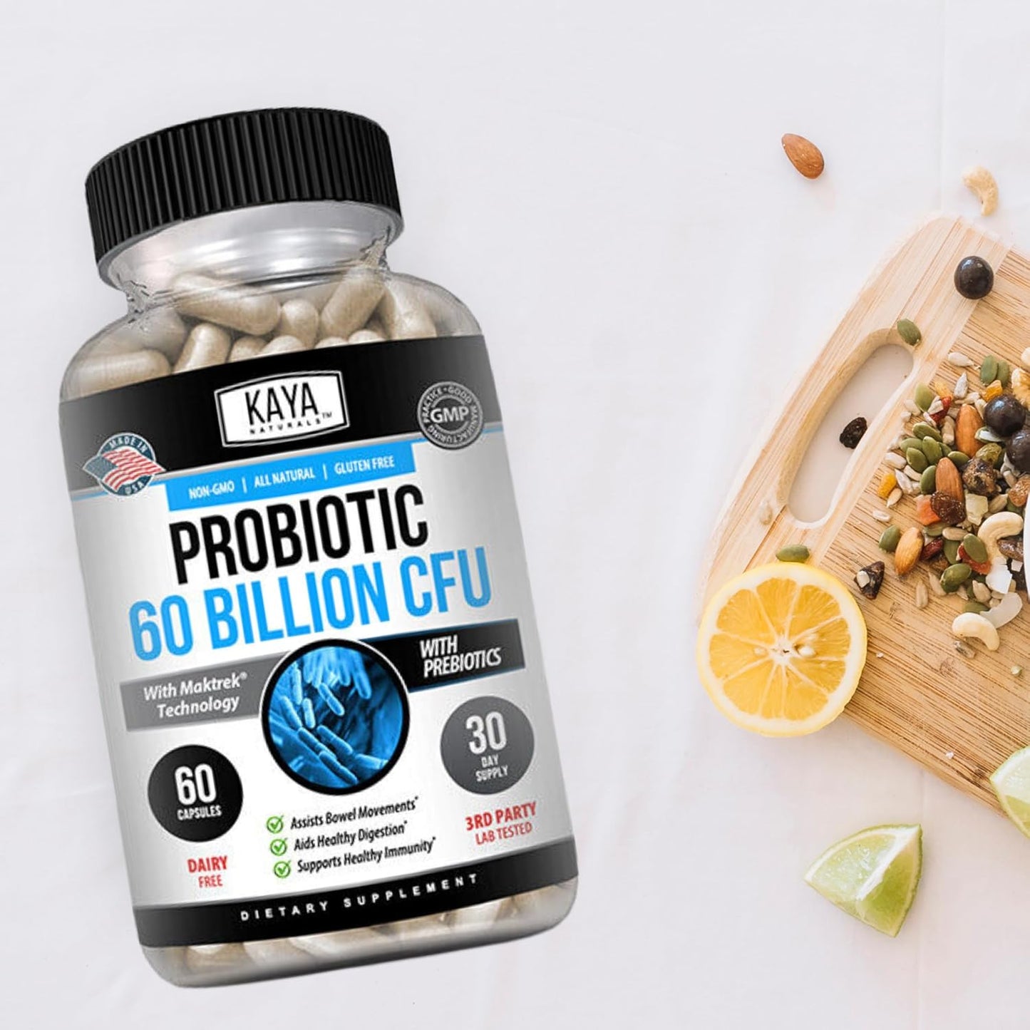 Kaya Naturals Probiotic 60 Billion CFU Gut & Immune Support 60 Veggie Capsules