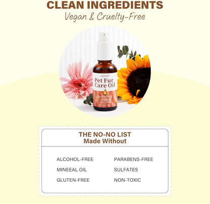 Pet Fur Care Oil – Leave-In Conditioner with Collagen & Natural Oils for Dogs & Cats, 1.01 fl oz