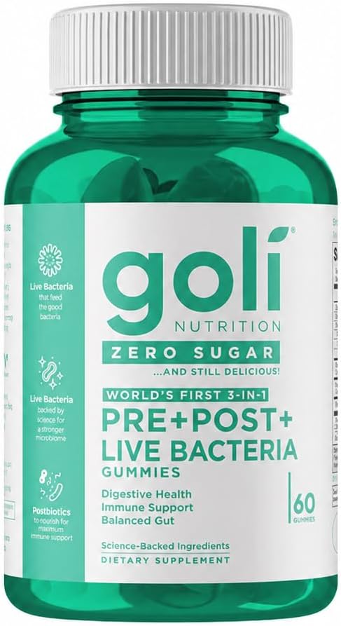 Goli Zero Sugar Pre Pro Postbiotic Gummies with DE111 XOS & MCC1849 Vegan