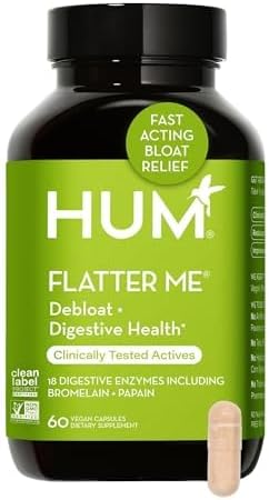 HUM Flatter Me Digestive Enzymes Ginger Peppermint Vegan Capsules 60 Count