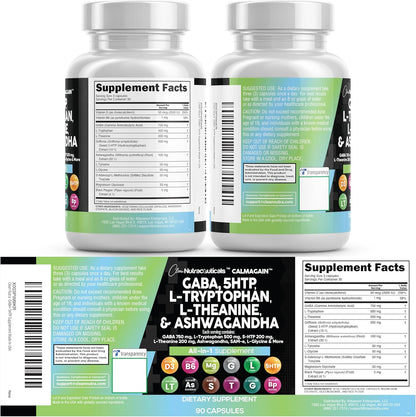 Clean Nutraceuticals GABA 5-HTP L-Theanine Ashwagandha Mood Support Capsules