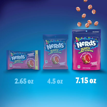 NERDS Juicy Gummy Clusters Strawberry Punch Candy 7.2 oz Bag