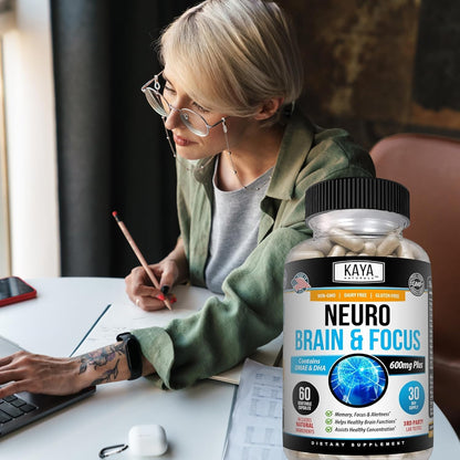Kaya Naturals Neuro Brain Nootropic Capsules Memory Focus Cognitive Support 60 Count