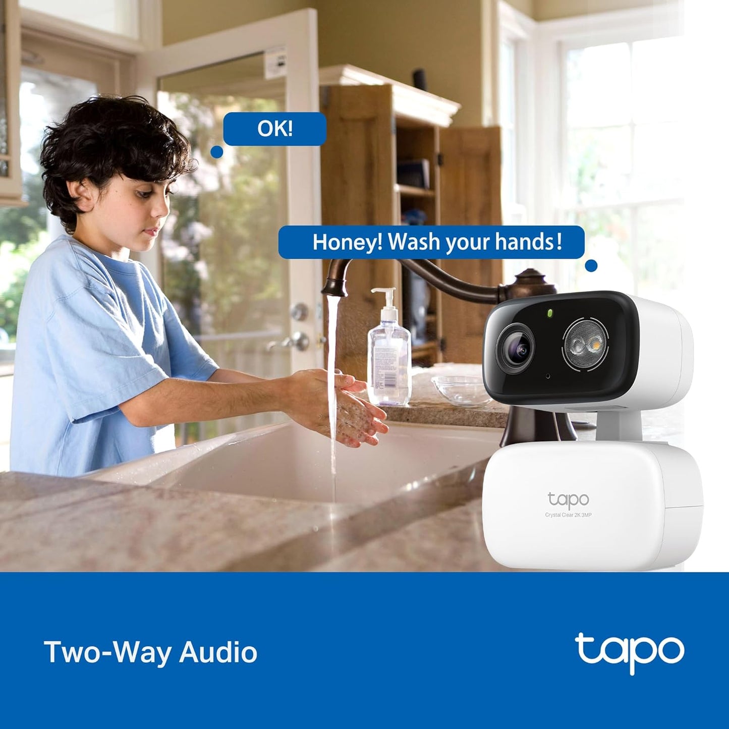 TP-Link Tapo 2K Pan Tilt Wired Security Camera Indoor Outdoor 2 Pack C216