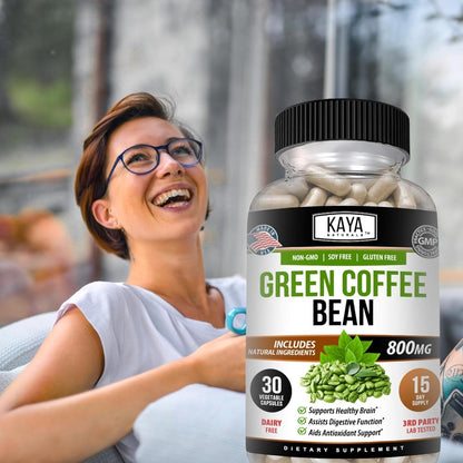 Kaya Naturals Green Coffee Bean Extract Non-GMO Gluten-Free 30 Count