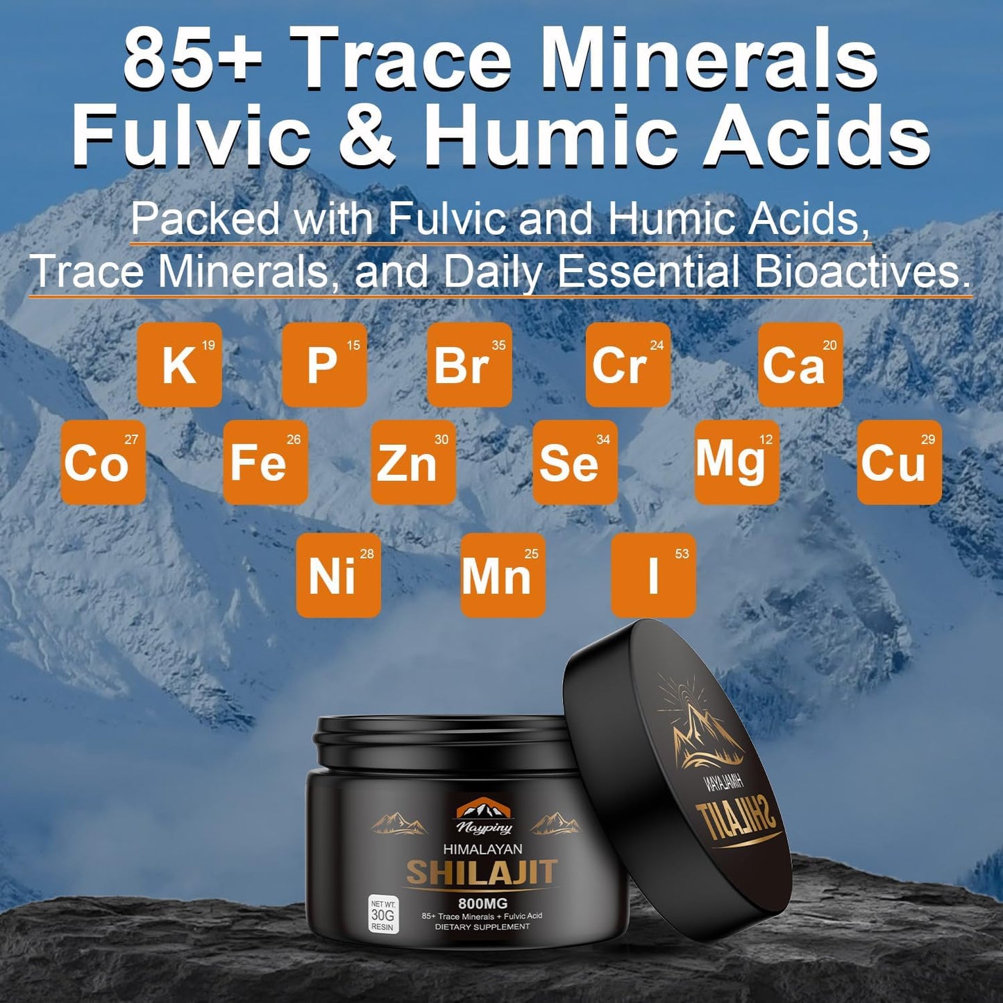 Pure Himalayan Shilajit Resin 800mg – Gold Grade with Fulvic Acid & 85+ Trace Minerals, Energy & Wellness Support