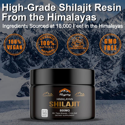 Pure Himalayan Shilajit Resin 800mg – Gold Grade with Fulvic Acid & 85+ Trace Minerals, Energy & Wellness Support