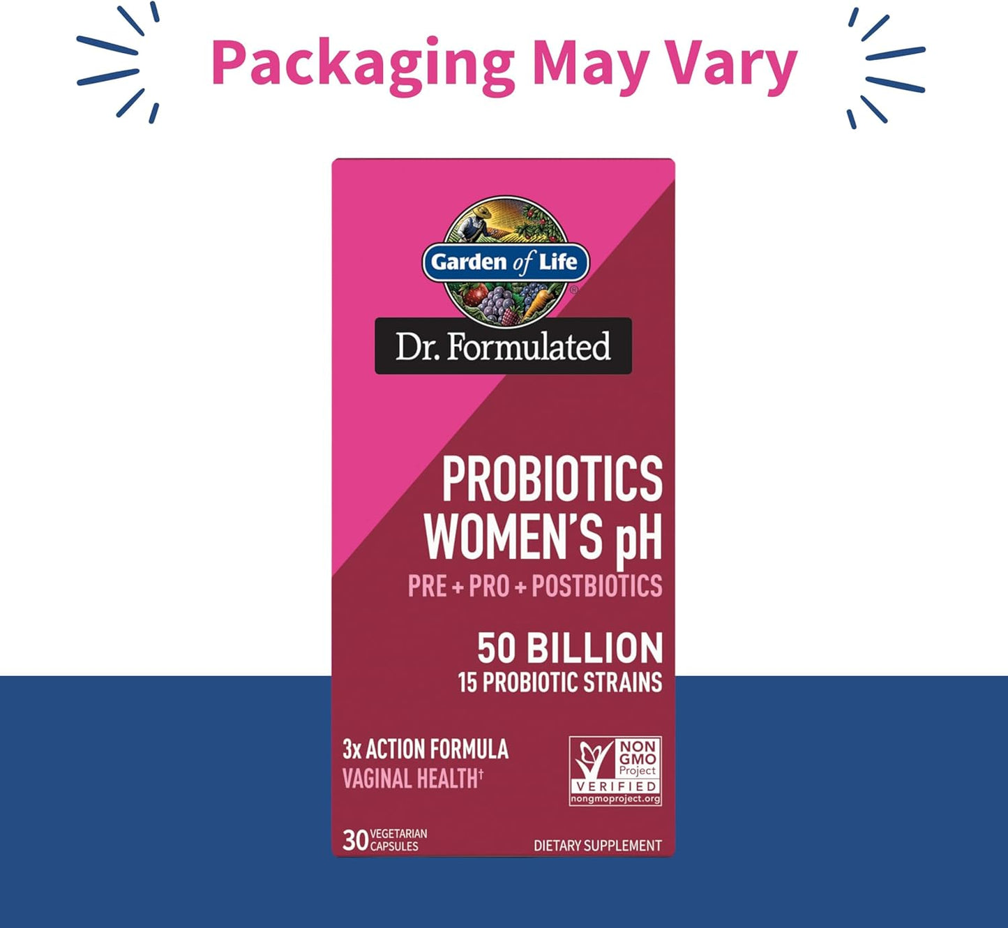 Garden of Life Dr. Formulated Once Daily 3-in-1 Pre + Pro + Postbiotics for Women – Digestive & Immune Support, 30 Capsules