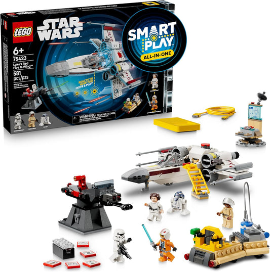 LEGO Star Wars SMART Play Luke’s Red Five X-Wing Set – Interactive SMART Brick Toy for Kids 6+, Gift Idea – 75423
