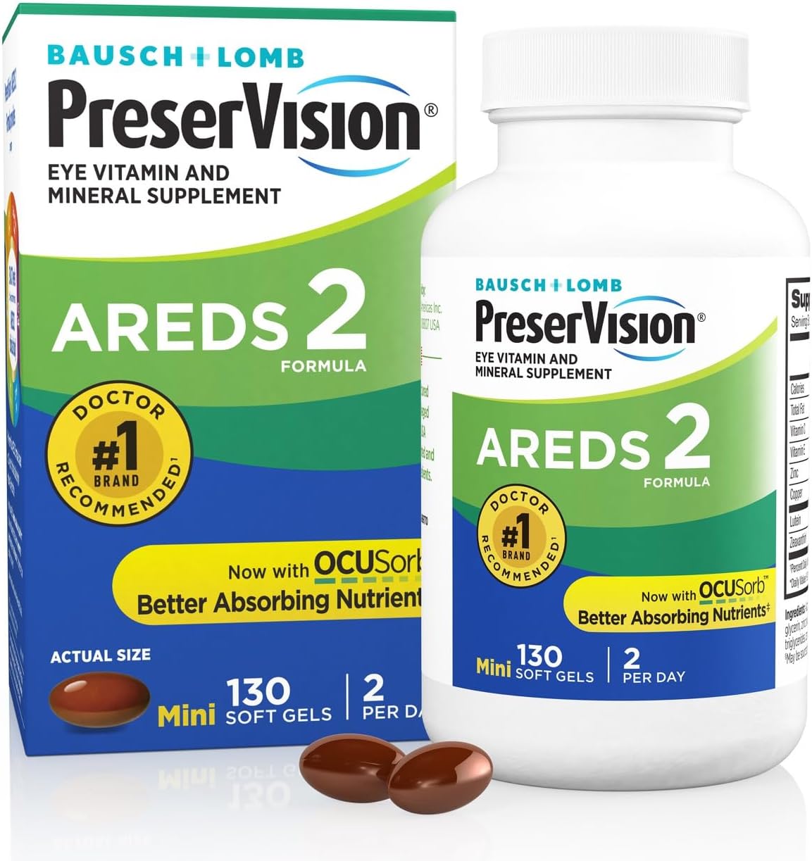 PreserVision AREDS 2 Eye Vitamins – Lutein & Zeaxanthin with Vitamin C, E, Zinc & Copper, 130 Softgels