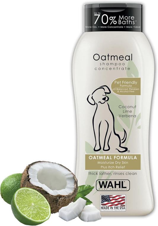 Wahl USA Dry Skin & Itch Relief Dog Shampoo – Oatmeal Formula, Coconut Lime Verbena Scent, 24 Oz