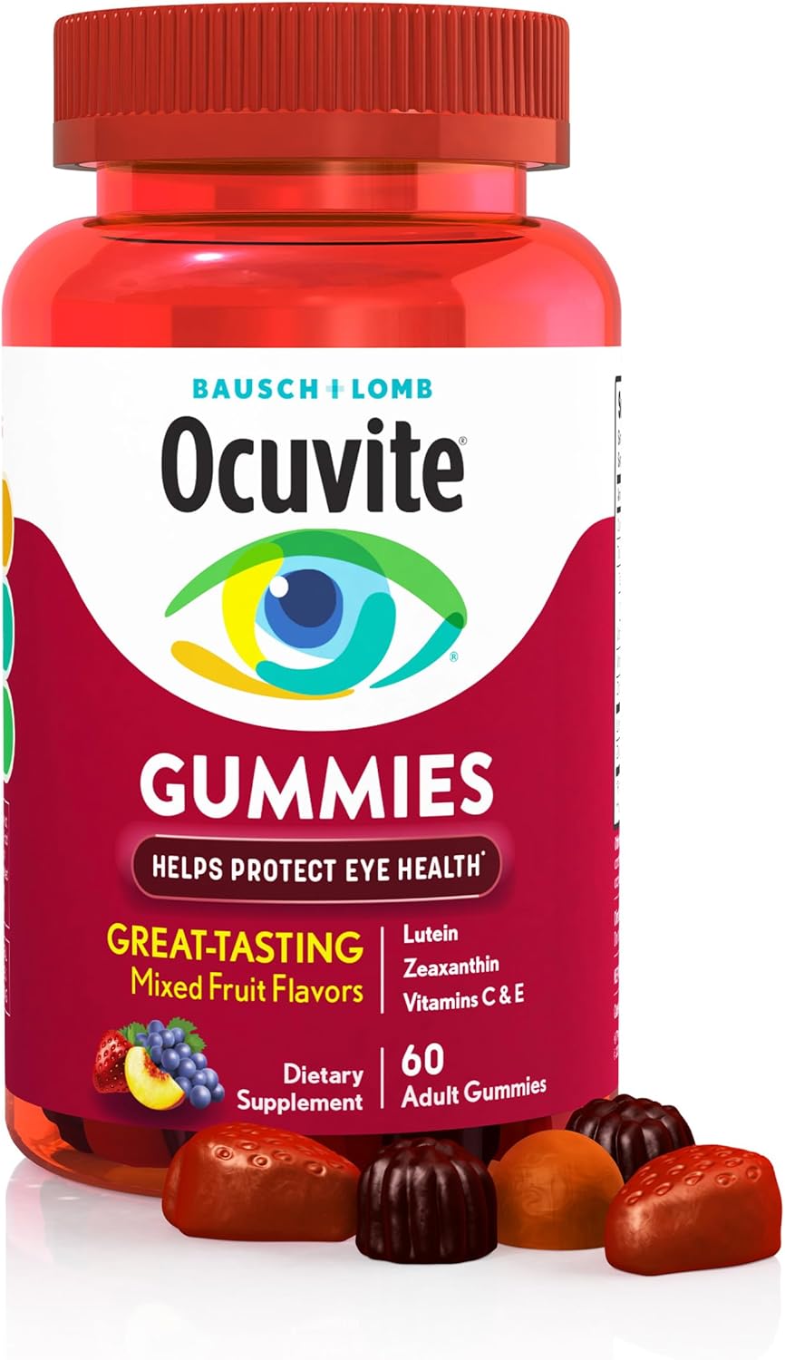 Ocuvite Eye Vitamin Gummies – Vision Support with Lutein, Zeaxanthin, Zinc, Vitamin C & E, 60 Gummies