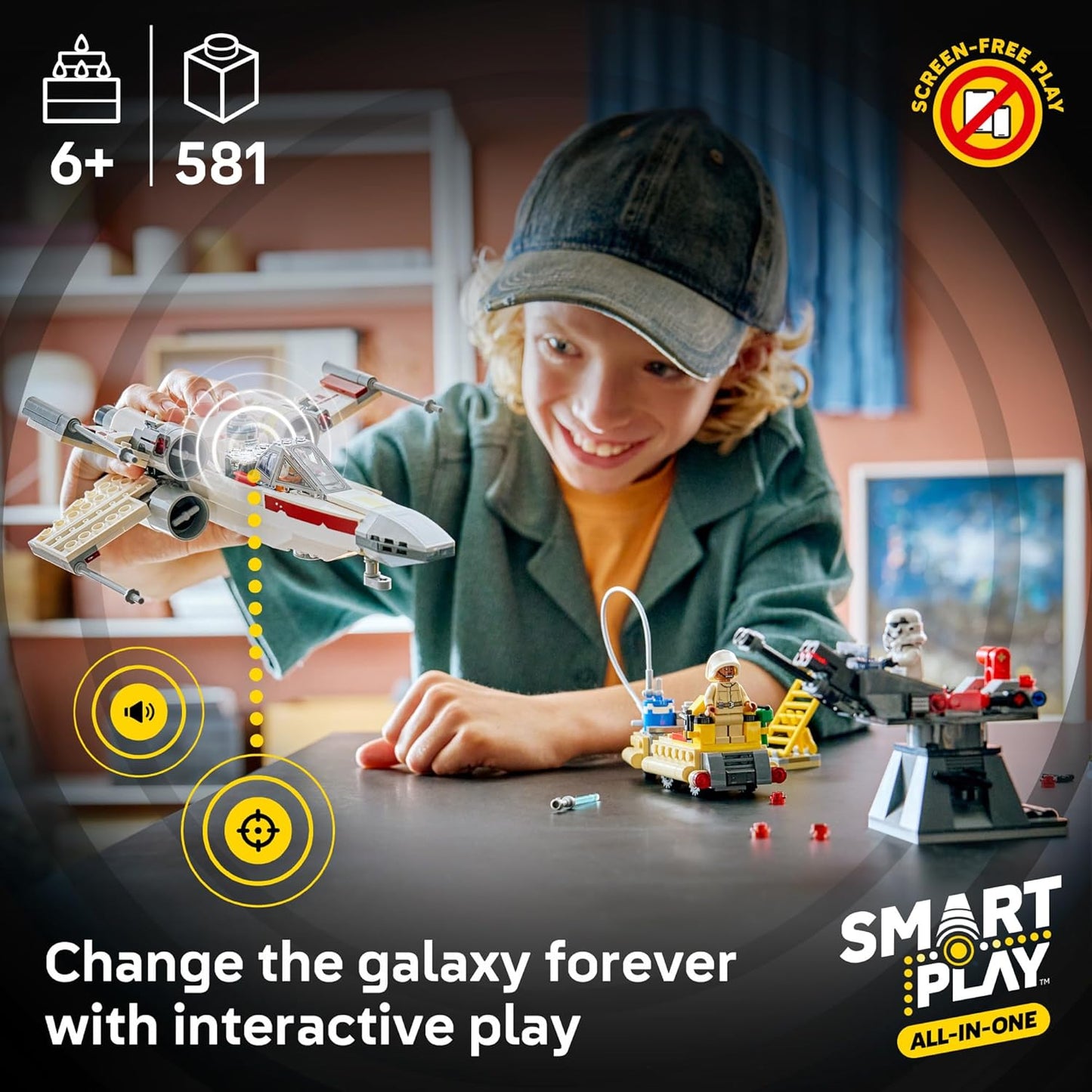 LEGO Star Wars SMART Play Luke’s Red Five X-Wing Set – Interactive SMART Brick Toy for Kids 6+, Gift Idea – 75423