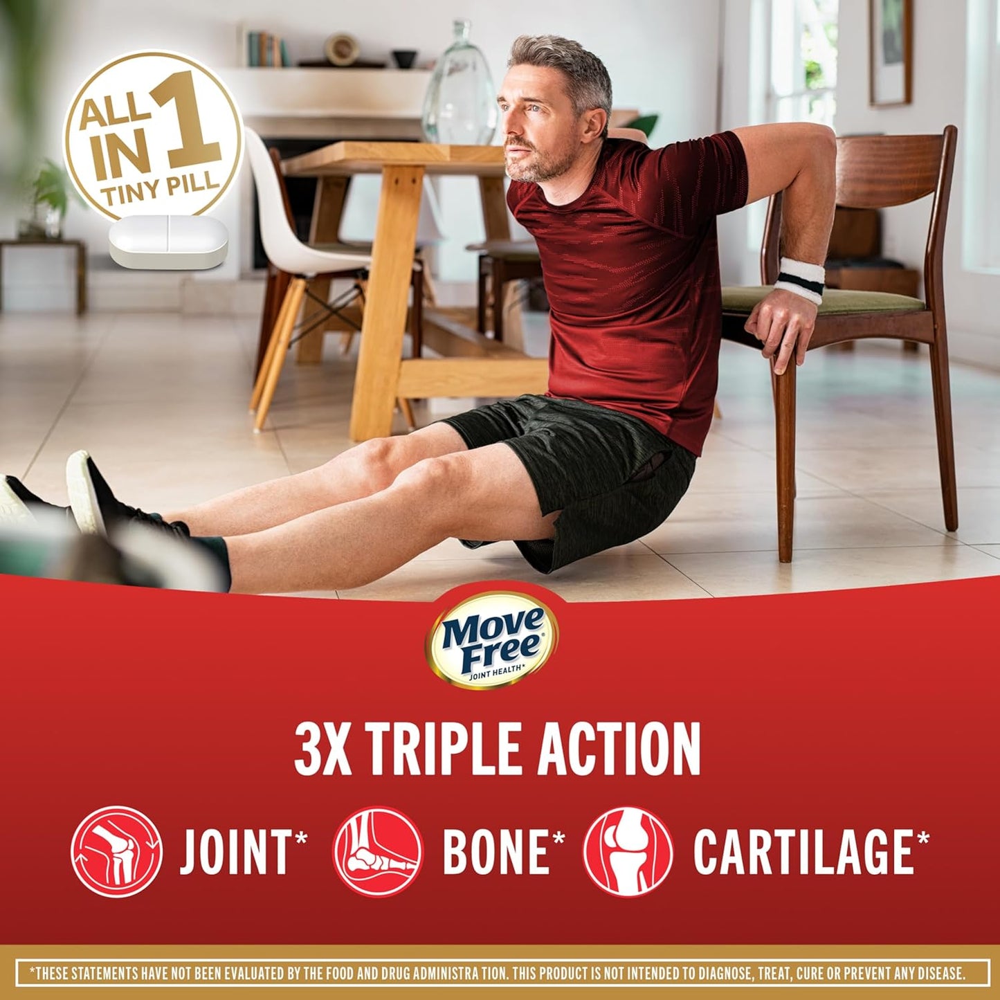 Move Free Ultra Triple Action Joint Support – Type II Collagen, Boron & Hyaluronic Acid, 64 Tablets