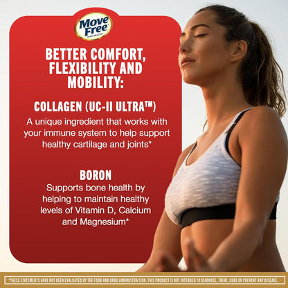 Move Free Ultra Triple Action Joint Support – Type II Collagen, Boron & Hyaluronic Acid, 64 Tablets