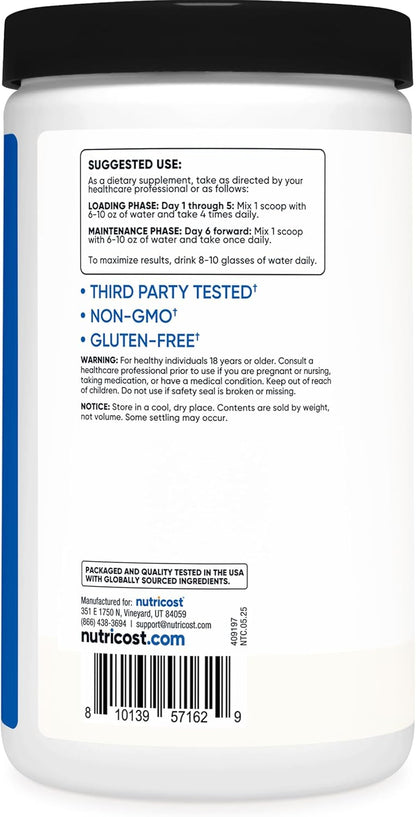 Nutricost Creatine Monohydrate Micronized Powder 500 g – 5 g per Serving, 100 Servings
