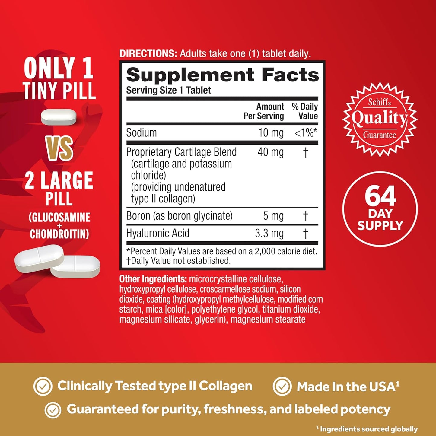 Move Free Ultra Triple Action Joint Support – Type II Collagen, Boron & Hyaluronic Acid, 64 Tablets